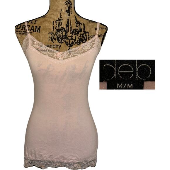 Deb Sequin Lace Cami Light Pink Size Medium Trashy Y2k Trendy Summer Boho Chic - Picture 1 of 8